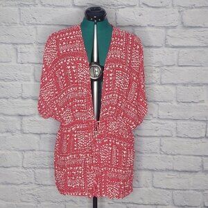 Victoria's secret Women's Red white hearts print drawstring swim cover up Sz S